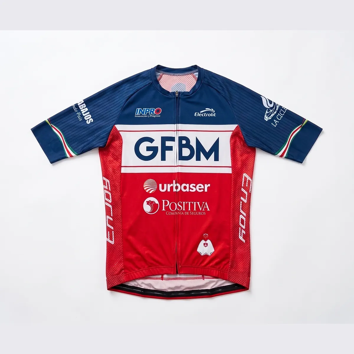 2024-edition jersey, navy and red with the GFBM crest and the urbaser and Positiva logos